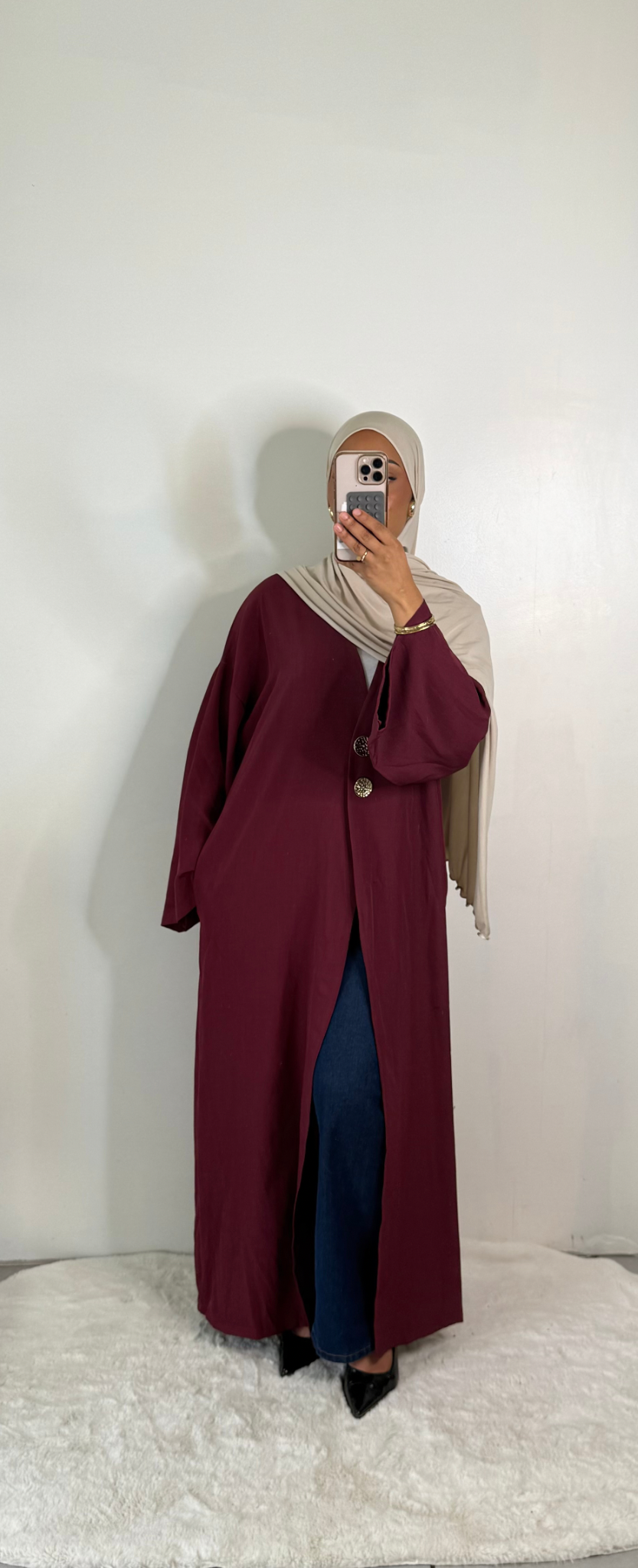 Kimono long fluide à boutons