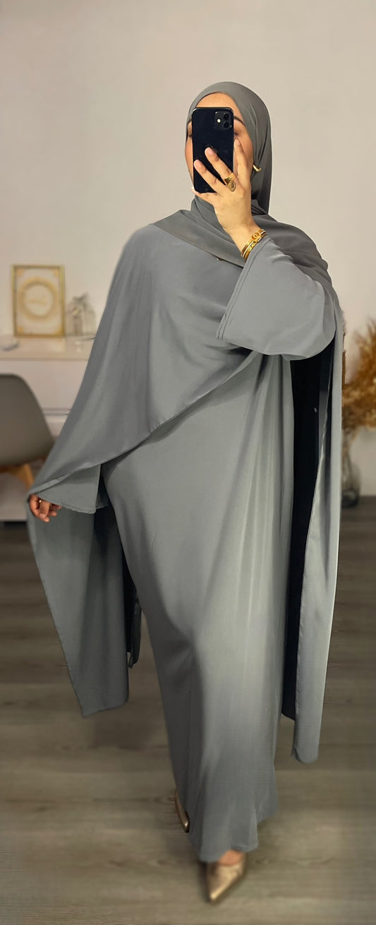 ABAYA RUBANS GRIS