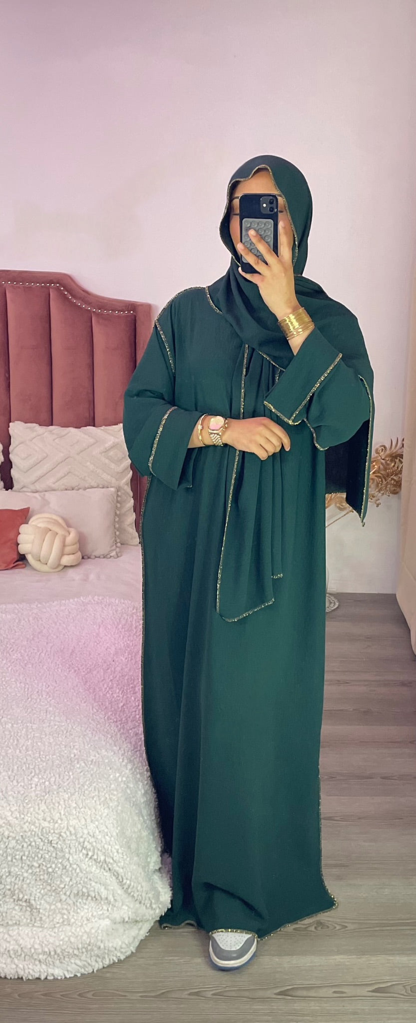 Abaya voile intégré - Vert sapin