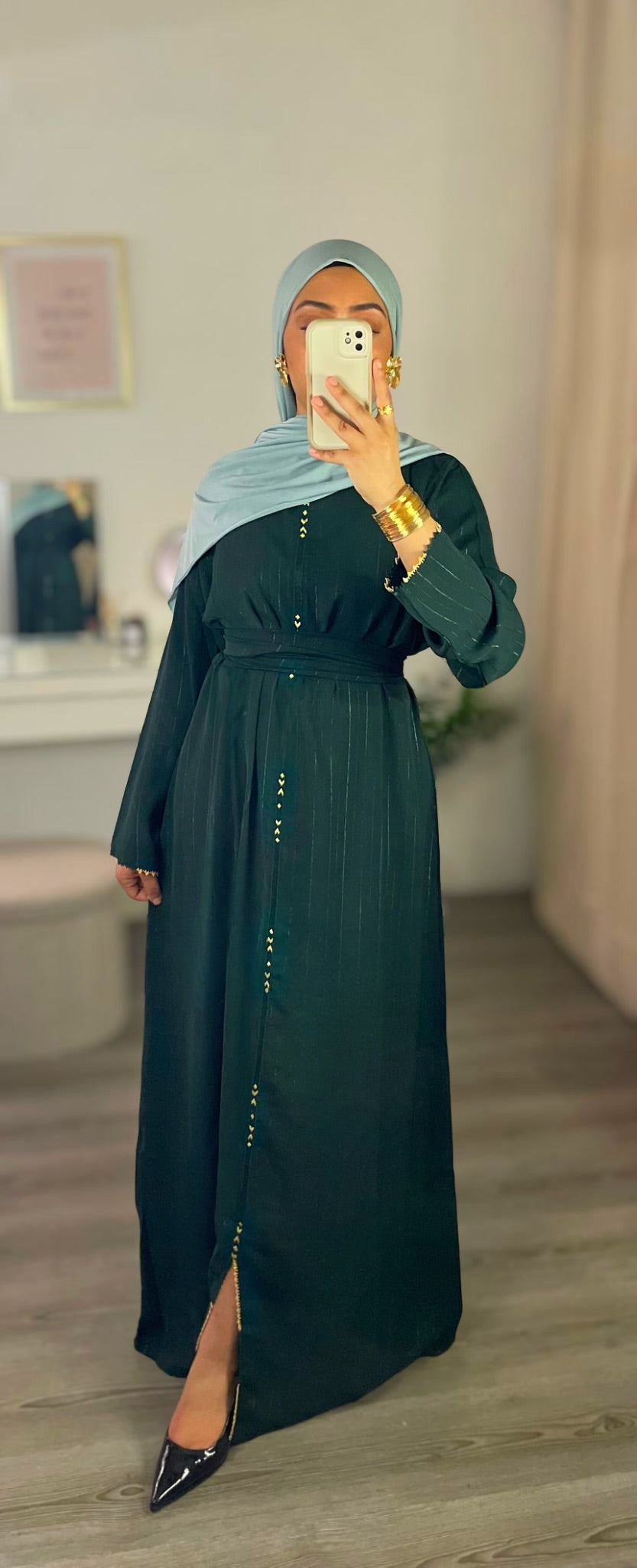 CAFTAN EFFET JUWHARA VERT