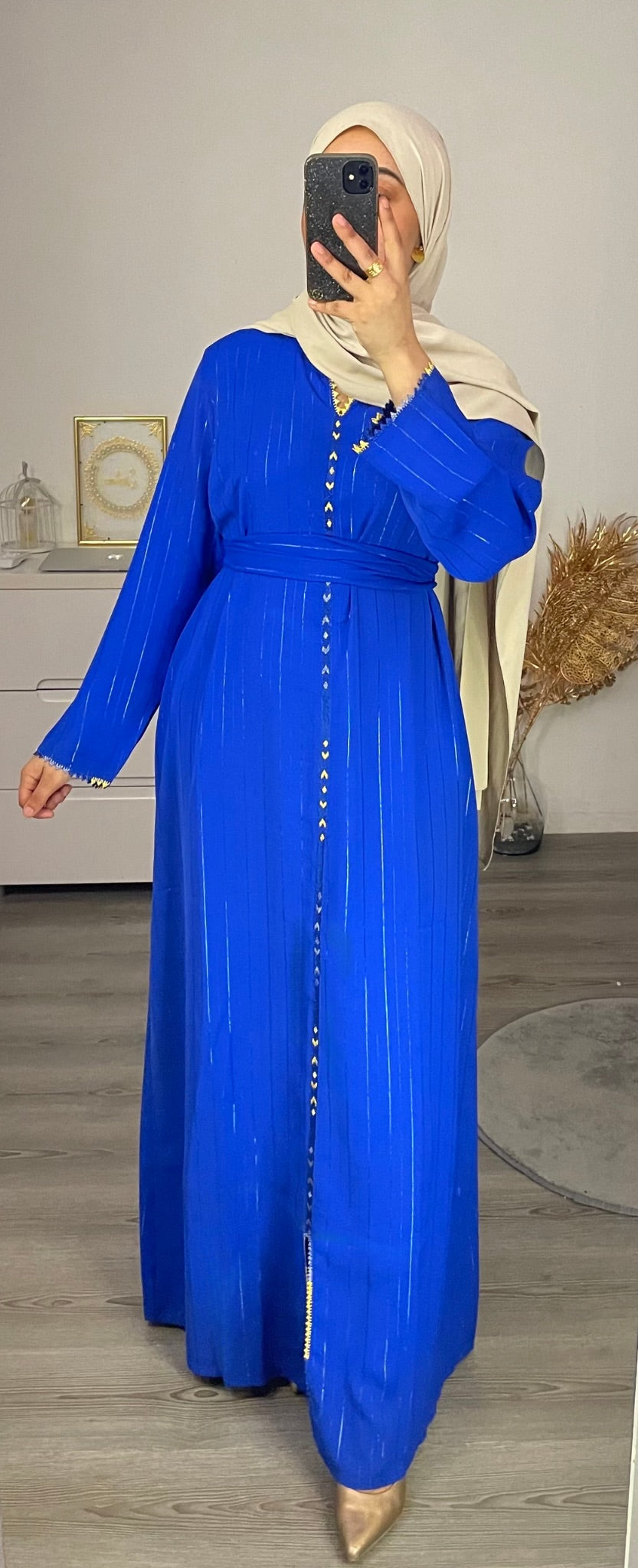 CAFTAN EFFET JUWHARA BLEU