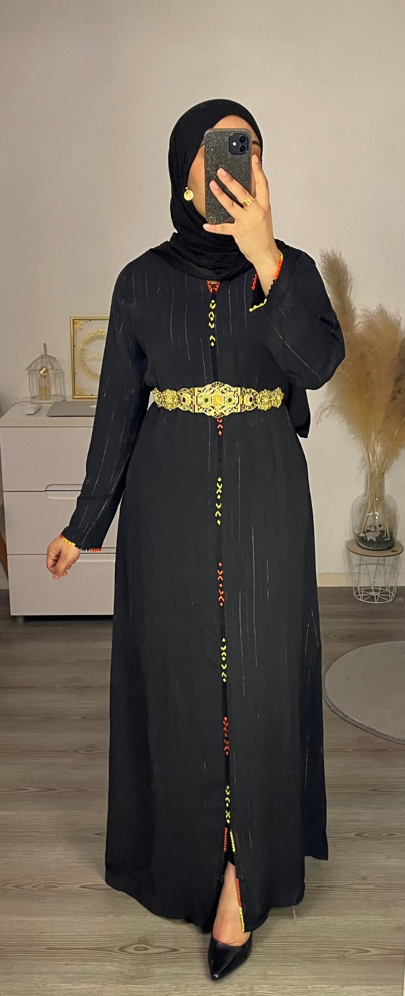 CAFTAN EFFET JUWHARA NOIR