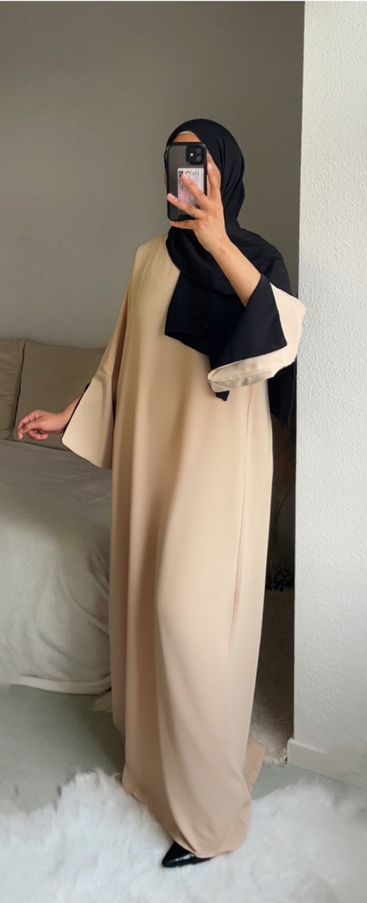 Abaya Samia - Beige/Noir