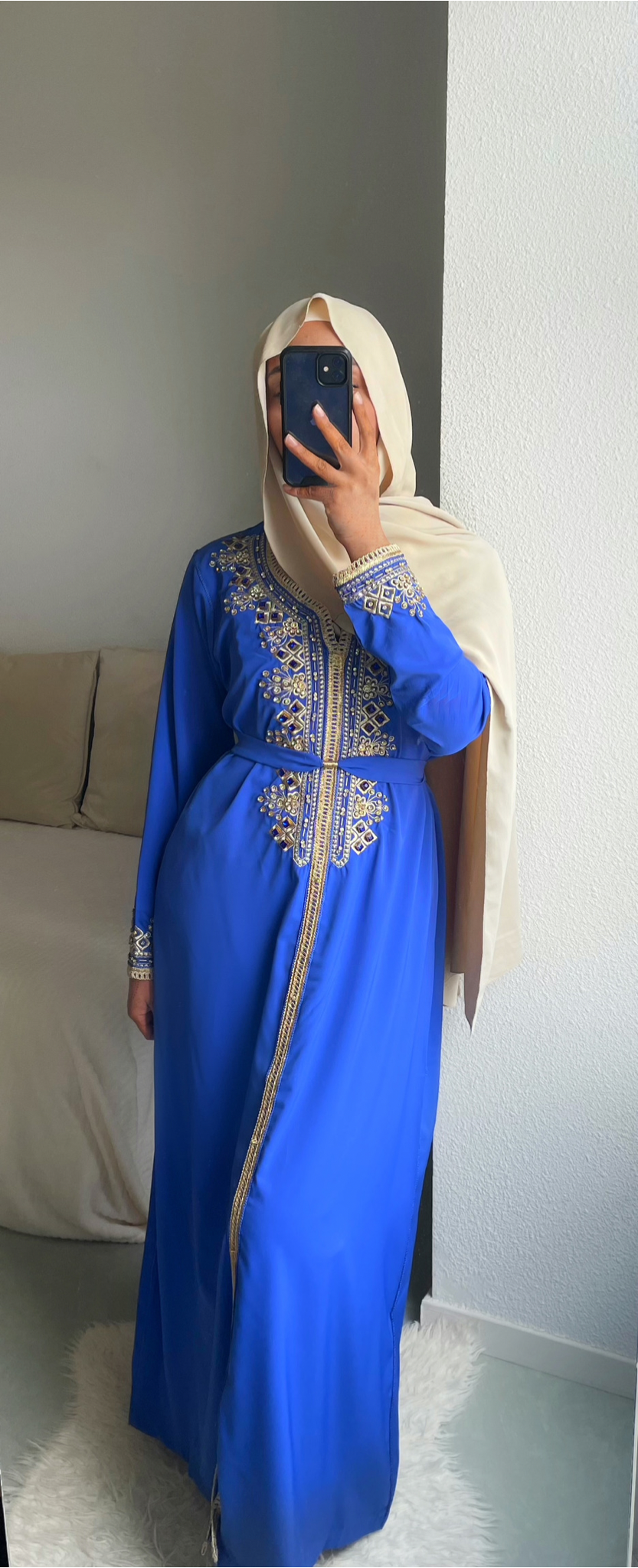 CAFTAN NOORA BLEU ÉLECTRIQUE